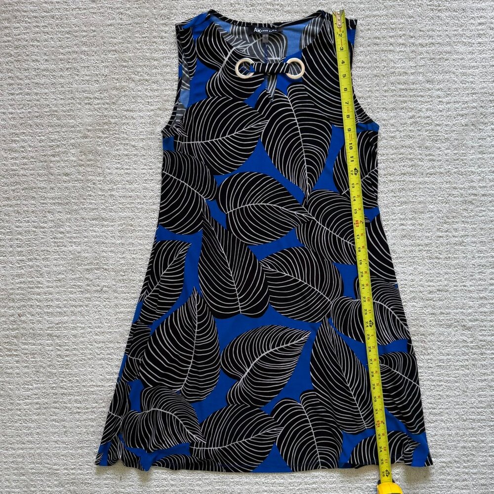 AK Anne Klein | Black & Blue Sleeveless Short Dress Sz Small - Picture 5 of 5